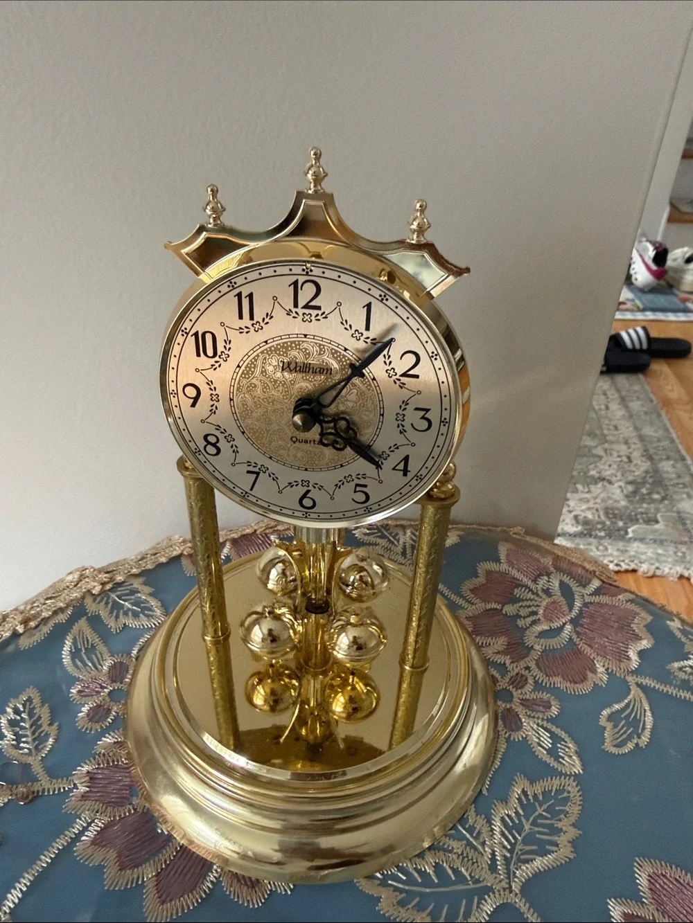 Waltham Gold Anniversary Dome Clock — Polished Brass Finish